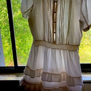 Lauren Conrad design pretty white lace button up dress